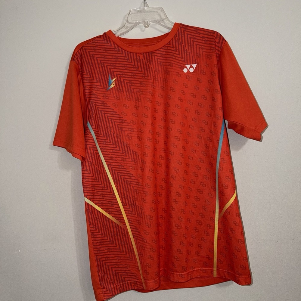 Yonex Shirt Men Medium Orange Dry‎ Fit Graphic Badminton Tennis Active Top